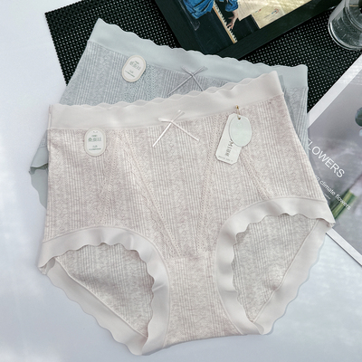 8036中高腰女士内裤彩棉舒适透气包臀中大码蝴蝶结桑蚕丝裆