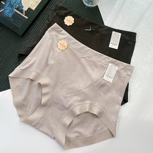 秋冬新款小阳绒磨毛女士高腰内裤大码包臀软糯亲肤桑蚕丝裆6690