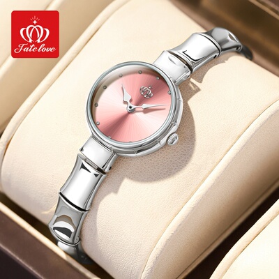 轻奢女士手表竹节纹钢带小表盘