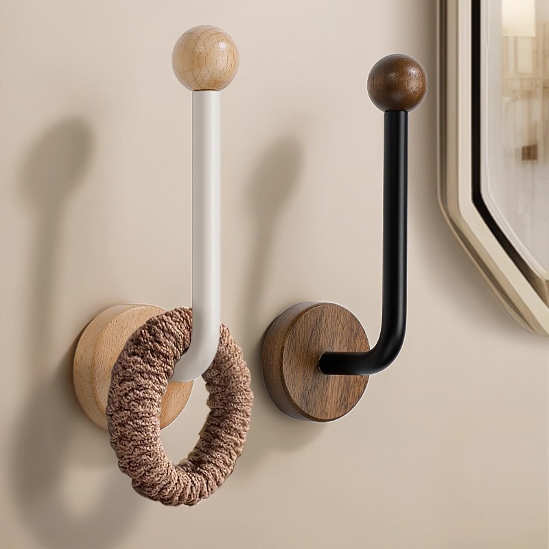 胡桃木发圈壁挂收纳挂钩免打孔