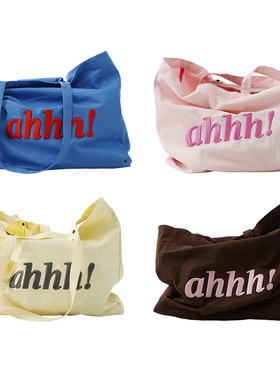 Ahhh tote bag 经典大容量多色logo刺绣手提托特包
