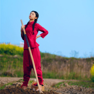 九儿服装女红高粱舞蹈服九儿同款衣服民歌诗朗诵衣服一抹红演出服