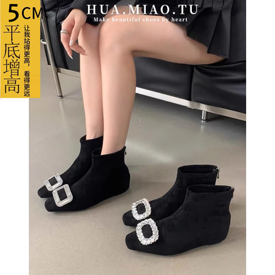 洋气巨好看小短靴女内增高