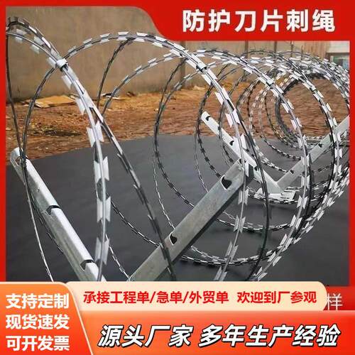 刀片刺绳防护网镀锌刺丝滚笼刺网带刺铁丝防盗防爬围墙防爬网