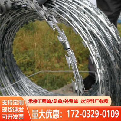 刀片刺绳防护网304不锈钢刺丝滚笼刺网带刺铁丝围墙防爬刺防盗网