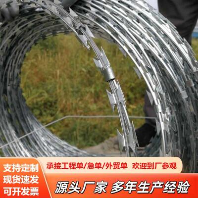 刀片刺绳防护网304不锈钢刺丝滚笼刺网带刺铁丝围墙防爬刺防盗网