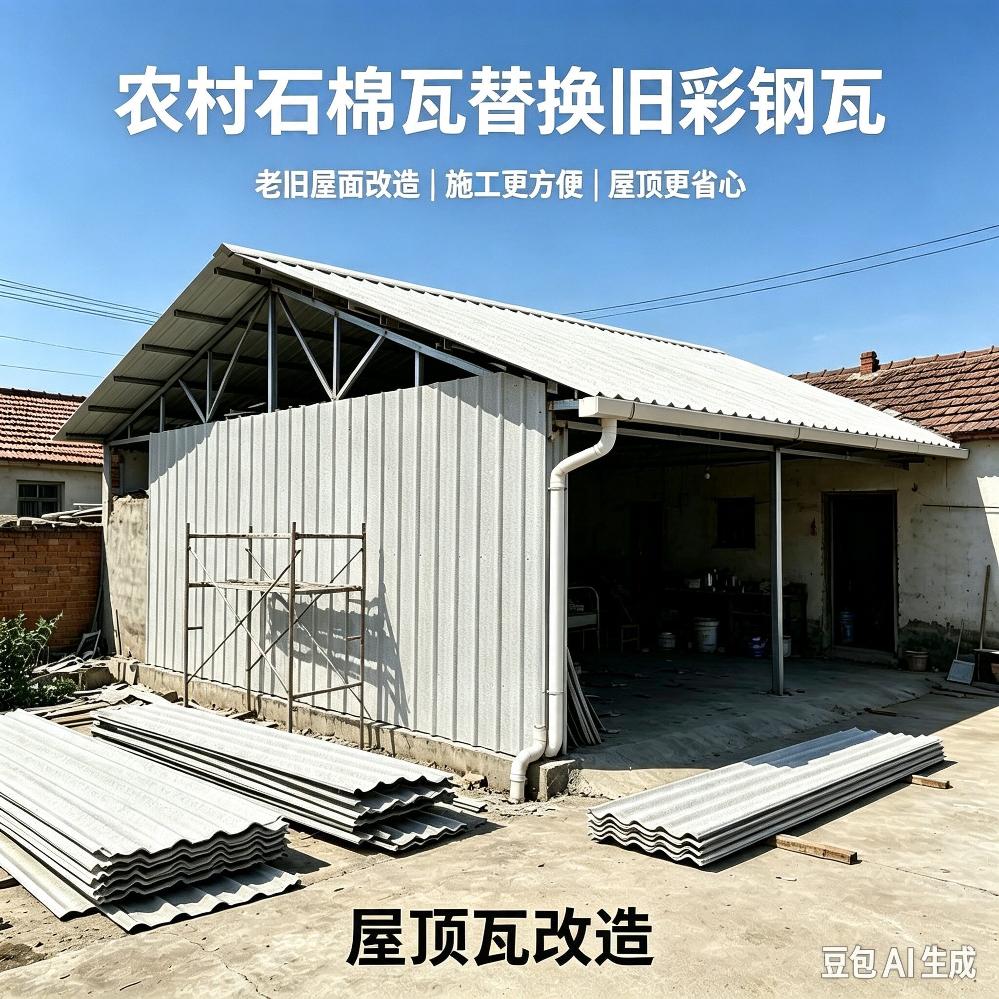 建喜屋顶石棉瓦家用厂房新型加厚老式石棉瓦农村庭院雨棚防水隔热