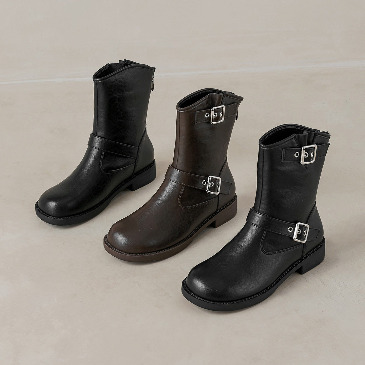 头层牛皮英伦风加绒马丁靴女2025冬季新款平底圆头黑色保暖短靴子