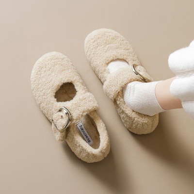 加绒玛丽珍单鞋女软底毛毛鞋女
