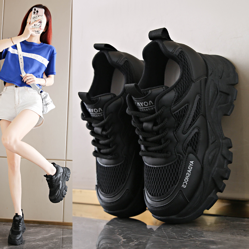 真皮老爹鞋女8CM小个子休闲鞋