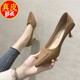 职业工作鞋 2024年春夏季 百搭女鞋 浅口细跟尖头单鞋 新款 真皮高跟鞋