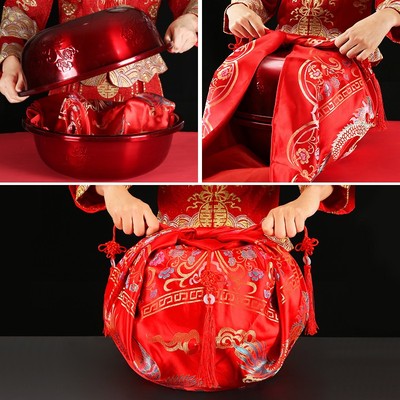 速发结婚用红妆袱方新娘陪嫁皮包准备婚庆用品包裹布包袱嫁娘家大