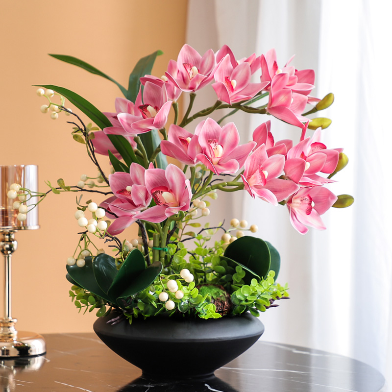 速发轻奢蕙兰花盆栽套装客厅玄关艺蝶兰摆花假件装饰花蝴摆设