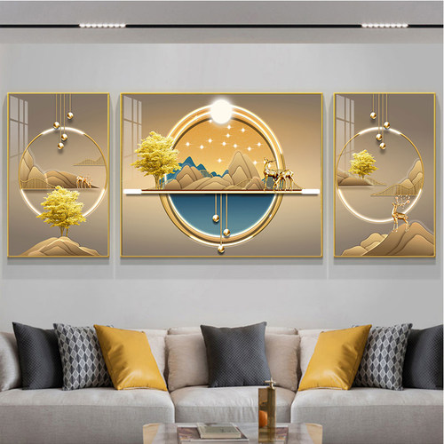 客厅装饰画北欧高档沙发三联画