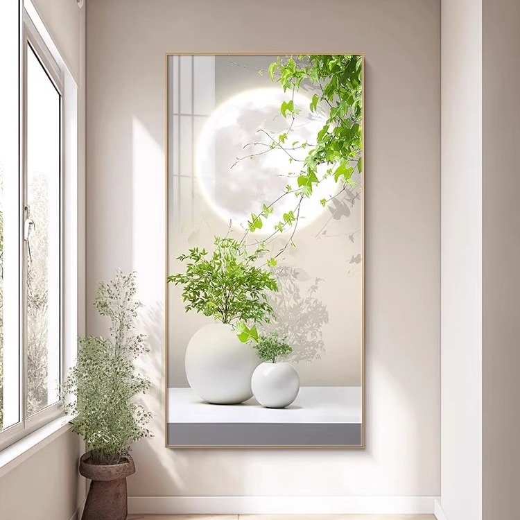 绿植玄关装饰画小清新现代简约客厅走廊过道挂画高级感进门入户画