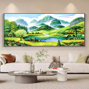 日照金山客厅装饰画山水画靠山图沙发背景墙西墙壁画聚宝盆挂画