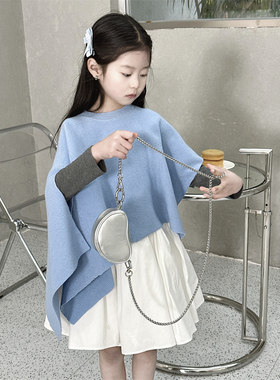TOUKIDS儿童披风斗篷防风女童针织披肩春秋2025新款外出洋气外搭