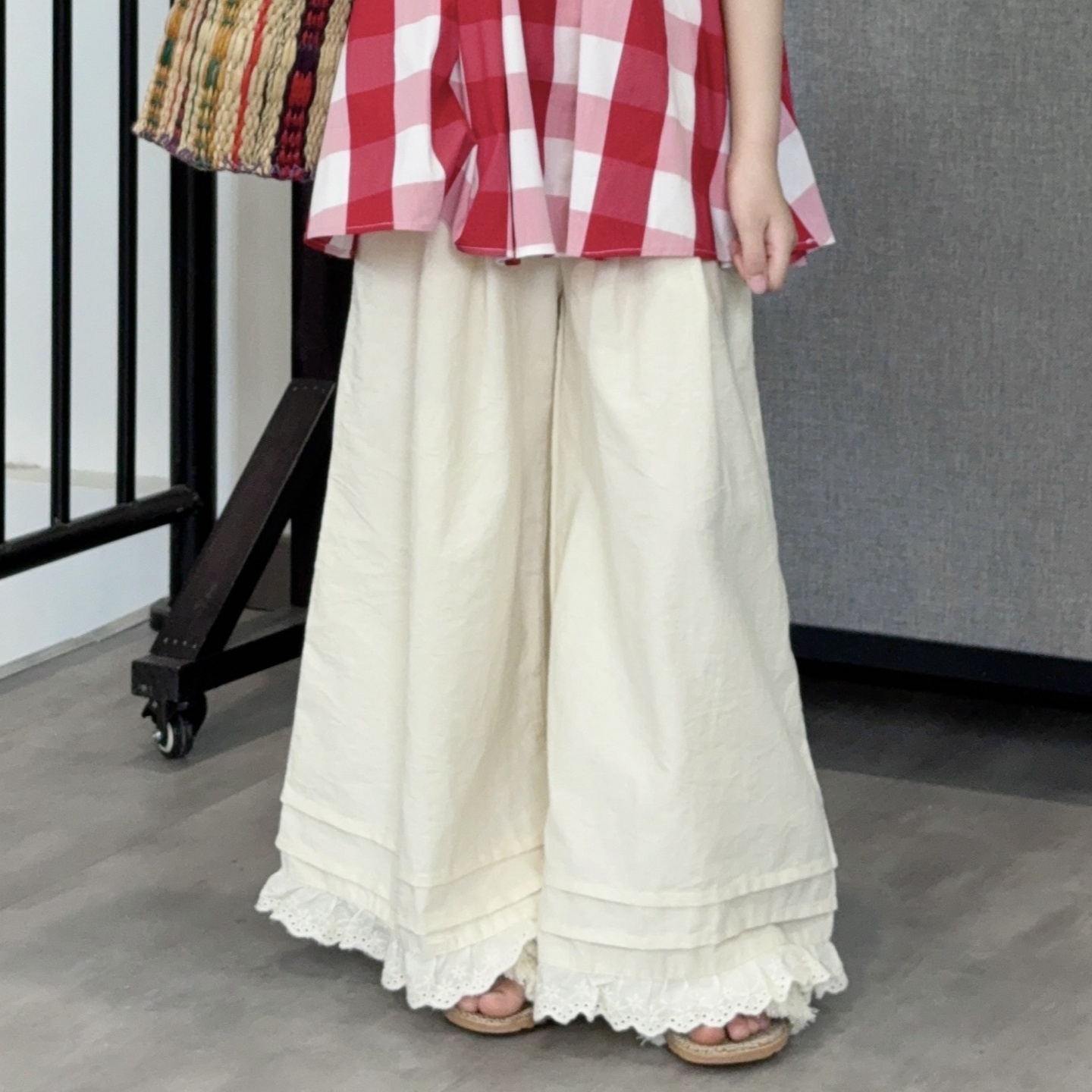 2025夏季新品女童花边阔腿裤