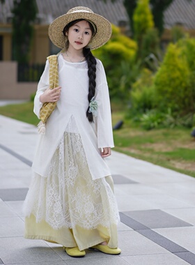 TOUKIDS2026新女童白月光薄款微透高开叉长款凉感针织衫吊带套装