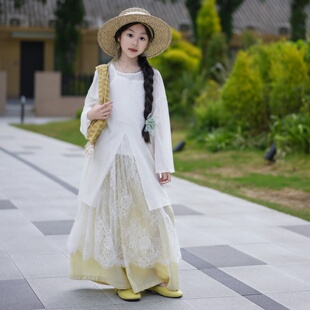 TOUKIDS2026新女童白月光薄款微透高开叉长款凉感针织衫吊带套装