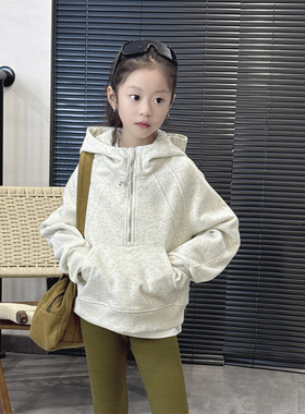 TOUKIDS女童卫衣秋装2025新款不加绒中大童洋气公主时髦灰色帅气