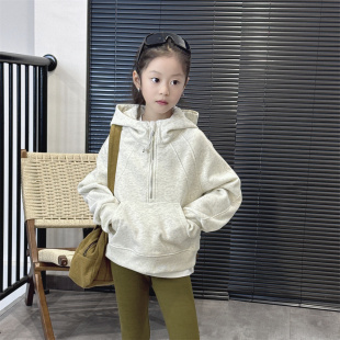 TOUKIDS女童卫衣秋装2025新款不加绒中大童洋气公主时髦灰色帅气