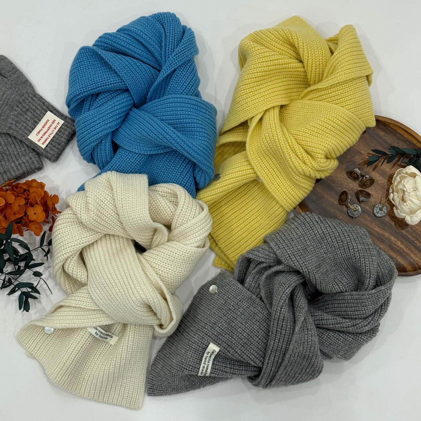 纯色绵羊毛亲子儿童保暖围巾