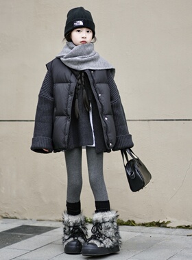 TOUKIDS2025新款黑色新国标白鸭绒儿童立领羽绒马甲洋气百搭简约