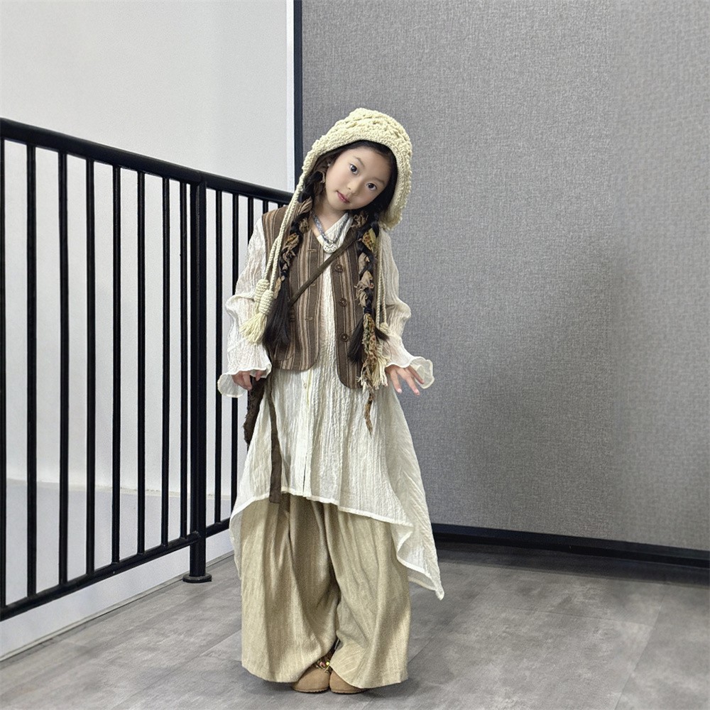 儿童原创设计防晒冰丝阔腿裙裤