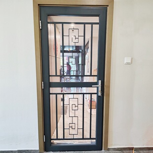入户平开门带锁金刚网防盗门防蚊通风防鼠纱窗门带铝合金窗花纱门