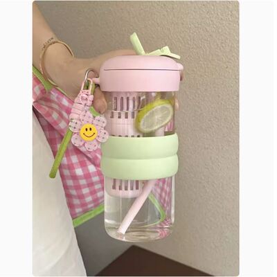 水杯女生玻璃杯高颜值2025新款泡茶杯夏季便携耐高温学生吸管杯子
