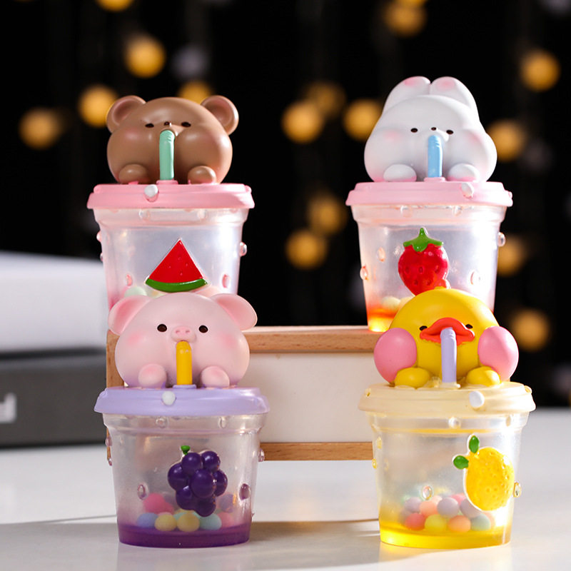 水果缤纷创意动物小摆件 卡通可爱萌物手办公仔zakka女孩生日礼物