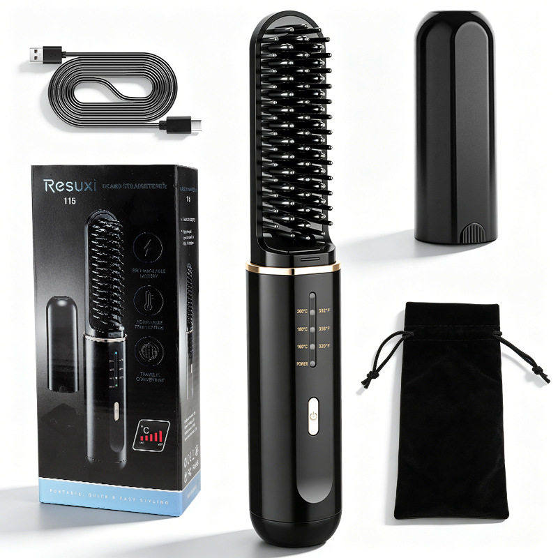 无线直发梳卷直两用陶瓷直发器旅行便携式充电卷发器夹板hot comb