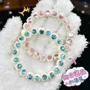 海南小白玉鲍贝镶嵌菩提手串女款盘玩菩提子文玩佛珠手链工厂直供