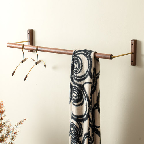 实木挂衣架卧室墙上衣帽架服装店衣服展示架挂衣杆横杆侧装晾衣架