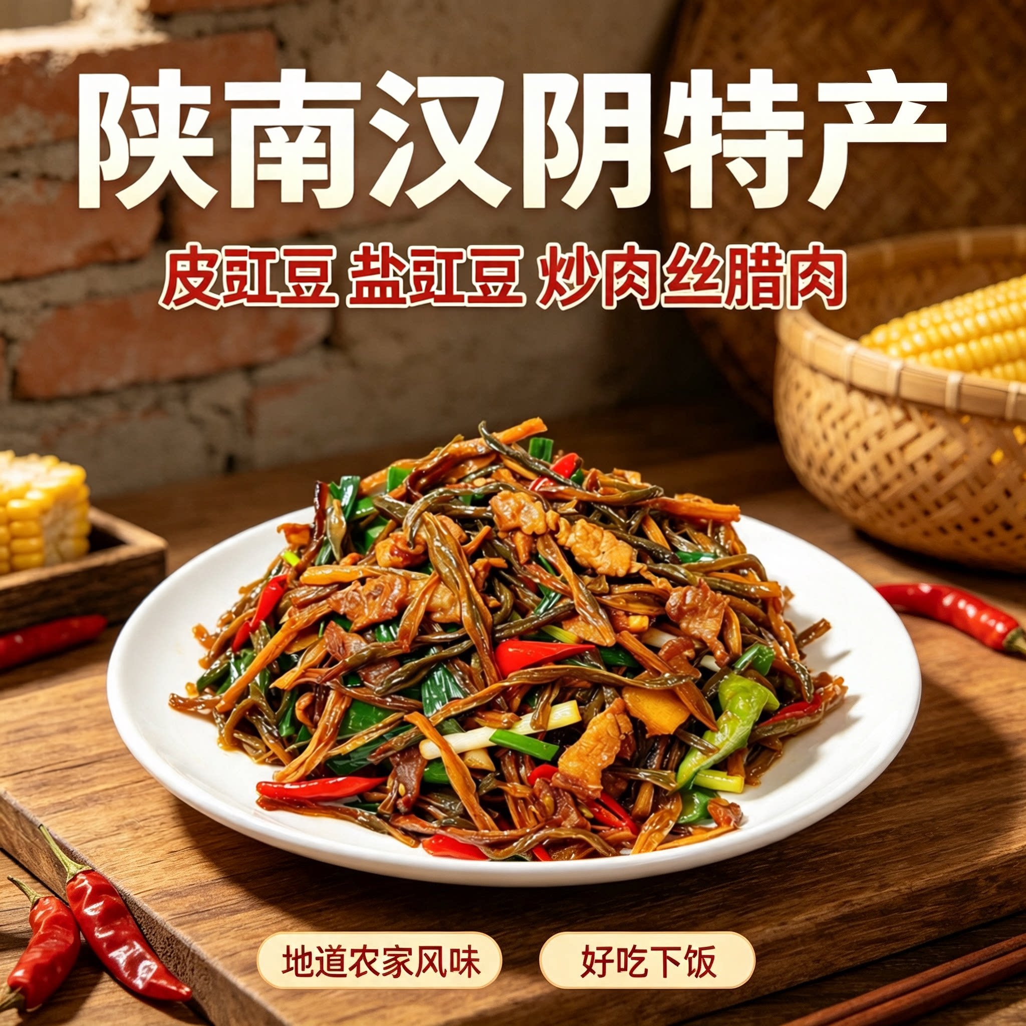 腌咸缸豆盐豇豆皮豇豆陕南安康石泉汉阴土特产美味香辣下饭菜