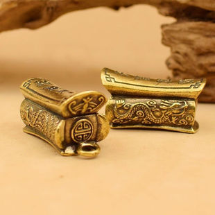 手工黄铜迷你升官发财小棺钥匙扣挂件铜器复古实心招财吊坠礼物