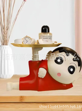 蜡笔小新玄关钥匙收纳摆件进门入户鞋柜客厅家居装饰乔迁新居