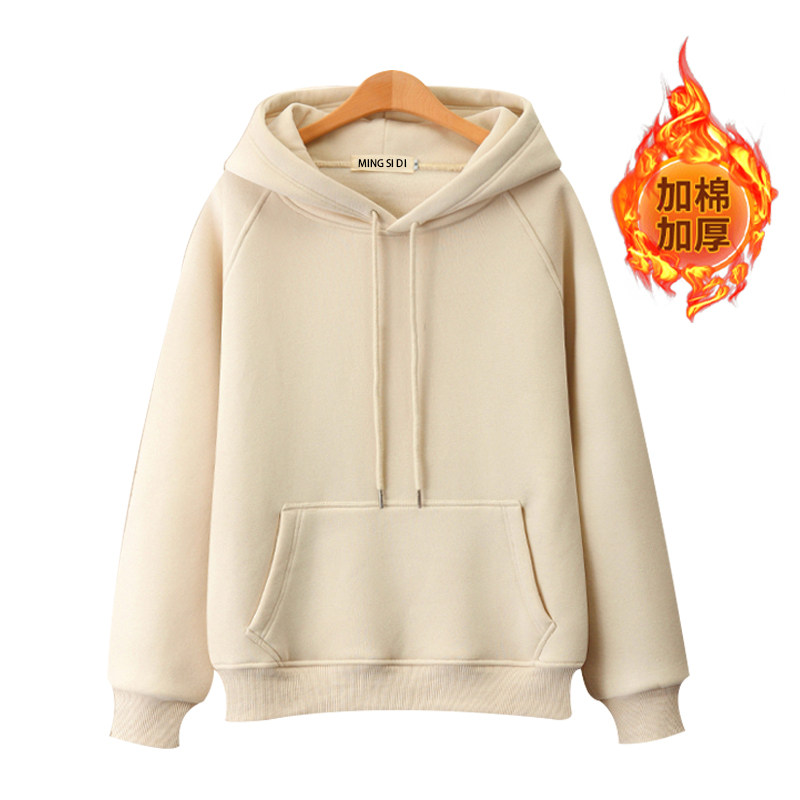100%加绒秋冬连帽宽松卫衣2025新款学生休闲保暖上衣加厚百搭