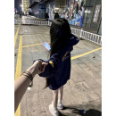 复古植绒字母刺绣卫衣女春秋宽松小众高街情侣上衣外套 国潮牌美式