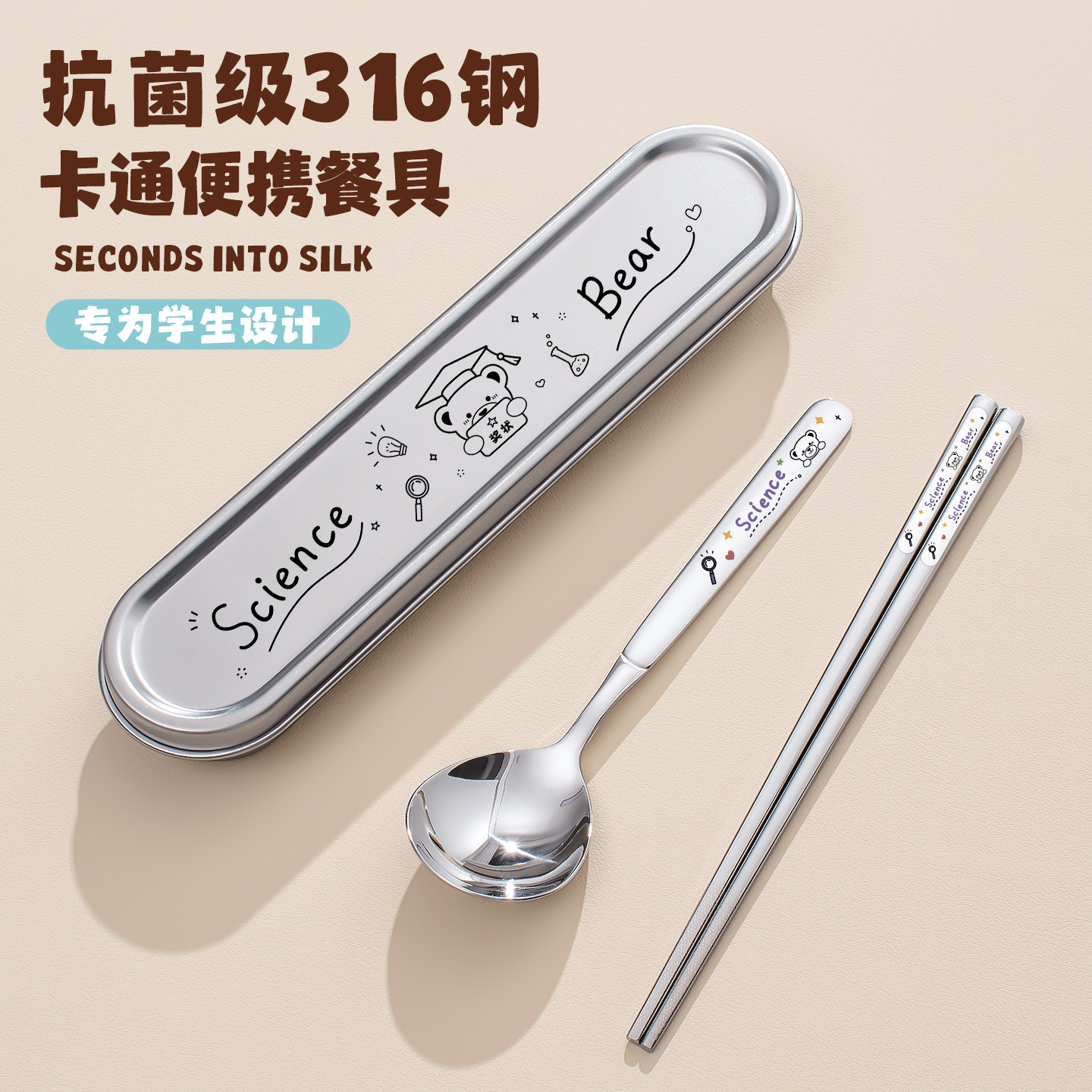 316不锈钢筷子勺子套装便携餐具图片