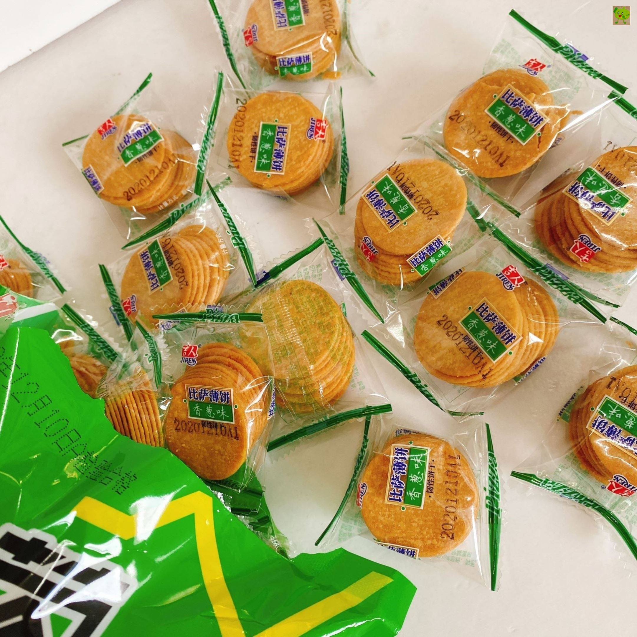 吉人比萨薄饼香葱味500g新包装休闲小包装薄脆饼干香脆酥脆可口