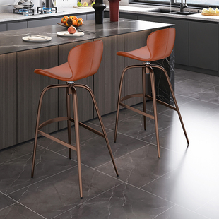 酒吧台椅高脚凳子旋转靠背家用现代轻奢仿古铜色设计师款 7313 欧式