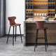 吧台椅高脚凳酒吧椅子轻奢牛皮真皮家用北欧现代简约设计师款 7169