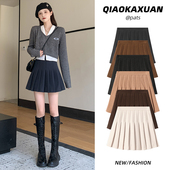 百褶裙女2026新款 毛呢半身裙高腰a字显瘦小个子jk短裙 春秋冬夏季