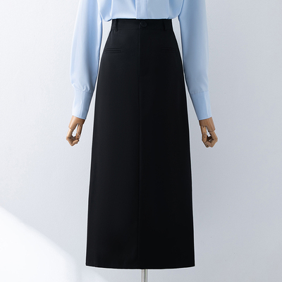黑色西装开叉半身裙女夏季薄款
