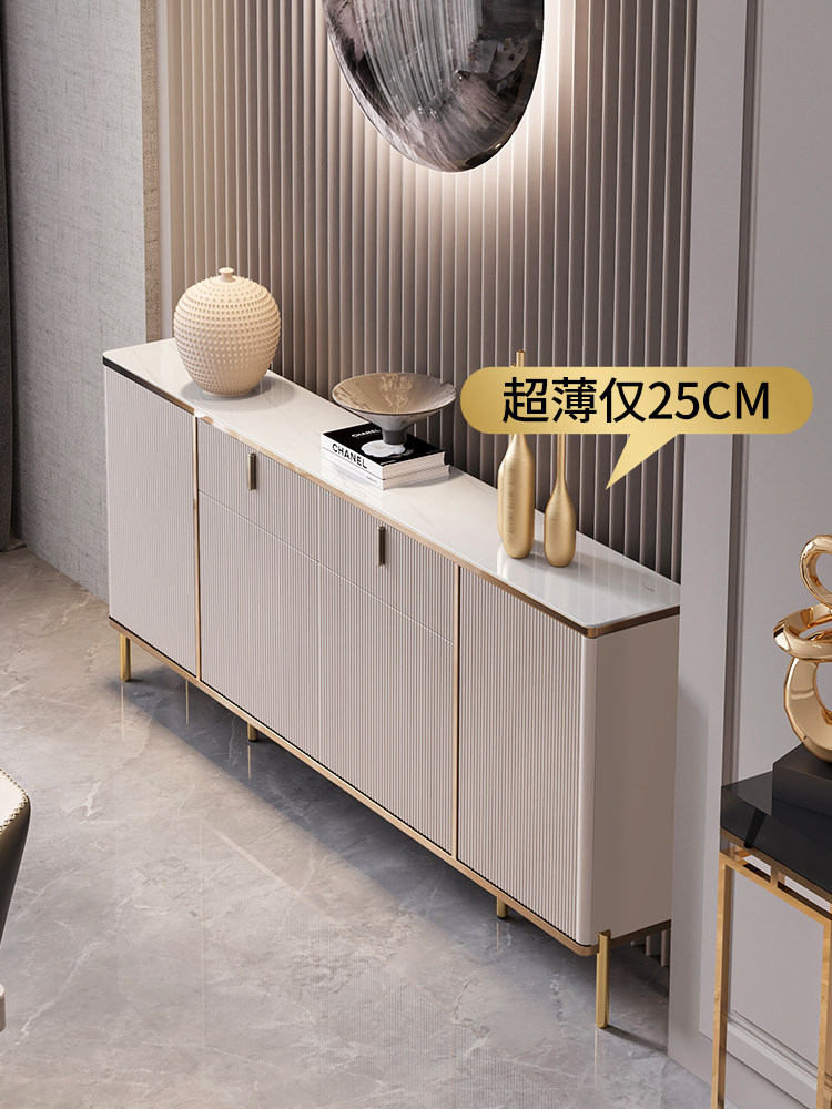 轻奢超薄餐具柜现代简约板岩侧柜厨房客厅沙发储物茶柜小公寓