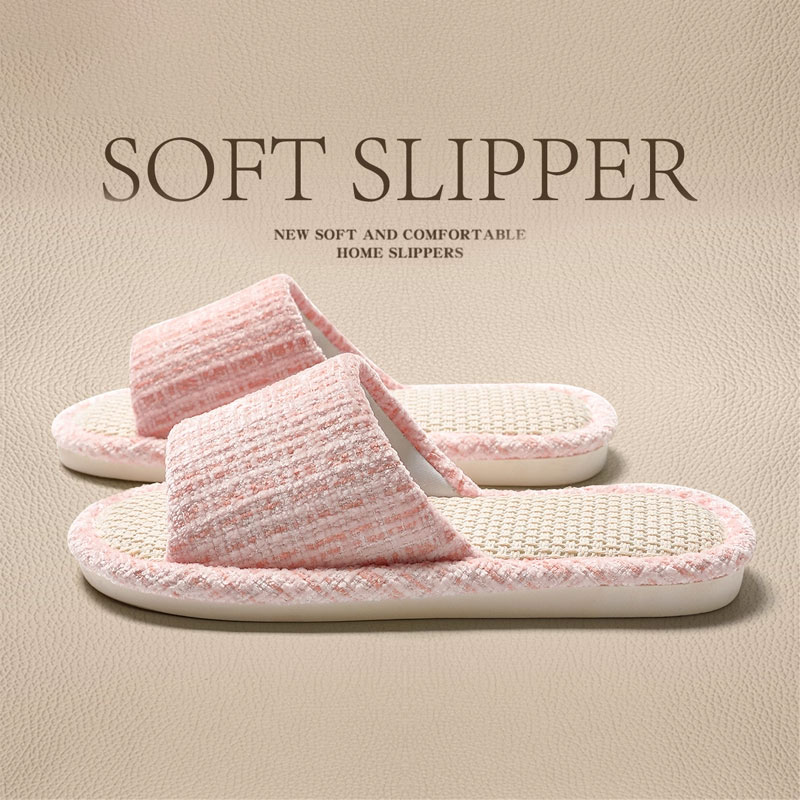 【秋冬亚麻拖鞋女款日式四季】