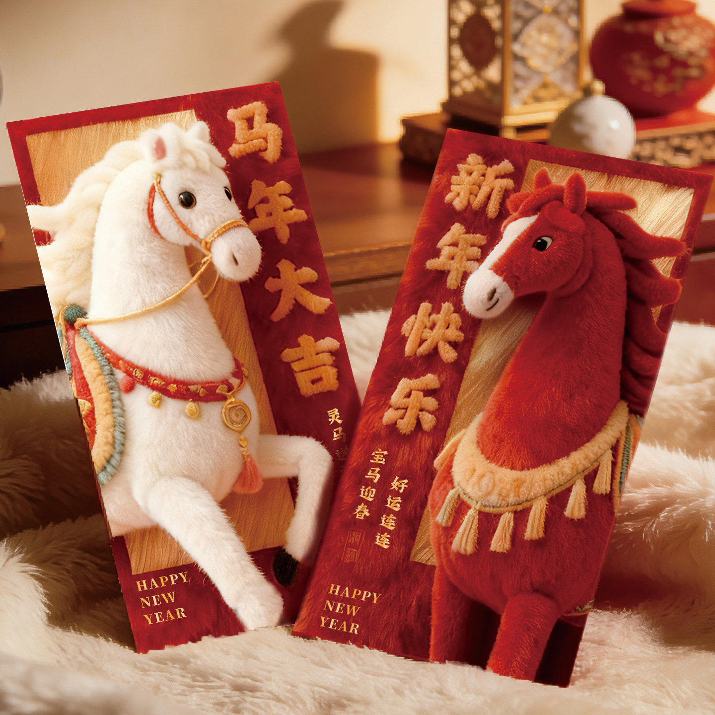 2026创意毛绒刺绣风3D马年红包袋定制新年利是封过春节压岁钱高档,节庆用品/礼品,红包/利是封,淘宝优惠券,粉丝福利购,淘宝优惠卷