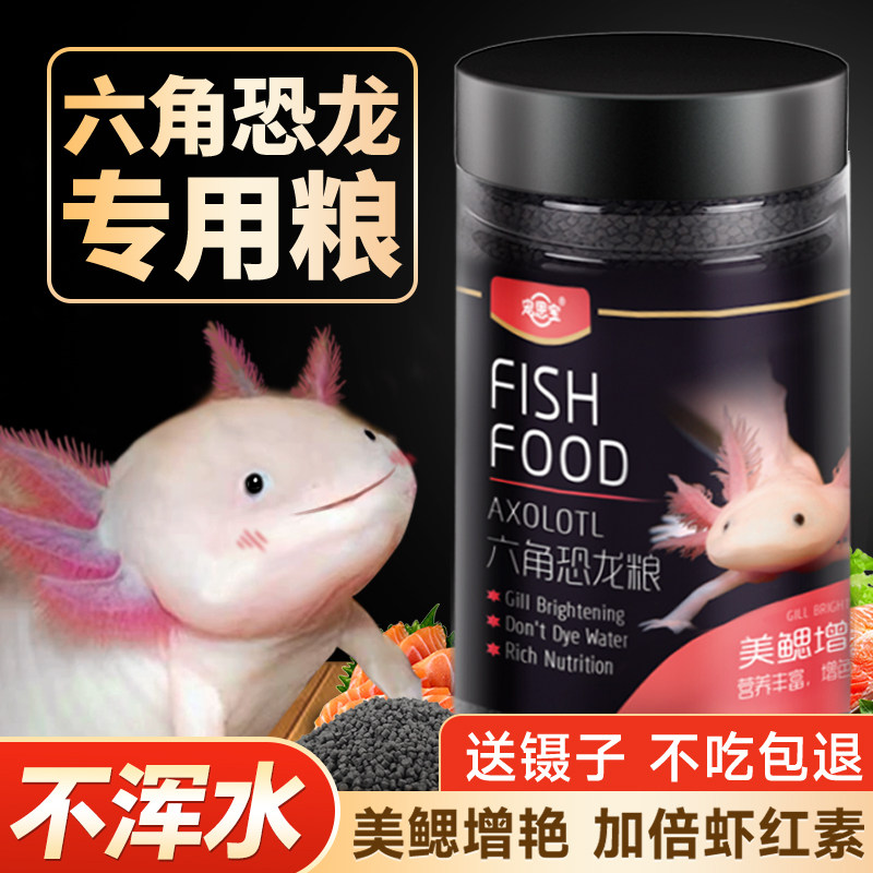 六角恐龙鱼饲料专用蝾螈小颗粒鱼食家用底栖鱼沉底料饵料娃美西螈